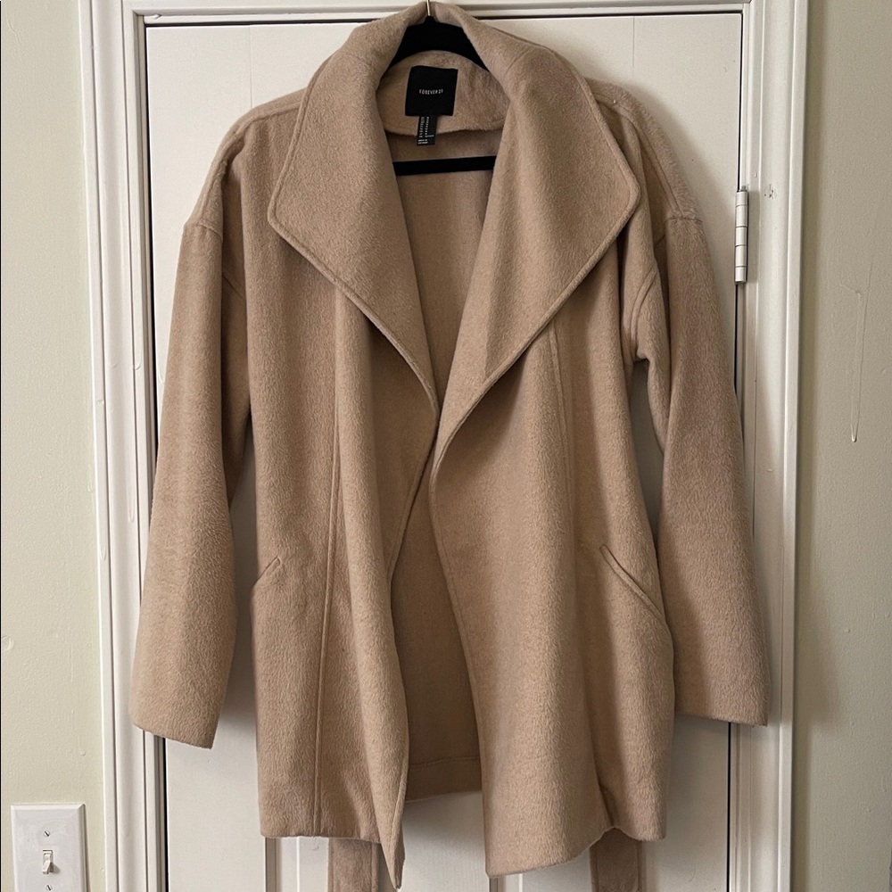 Forever 21 Tan Open Front Trench Coat